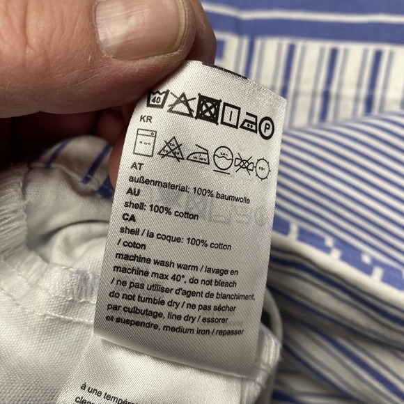 WeSC Jacket Mens XL Blue White Striped Chore Workwear Sail Away Nautical Cotton - Picture 7 of 11